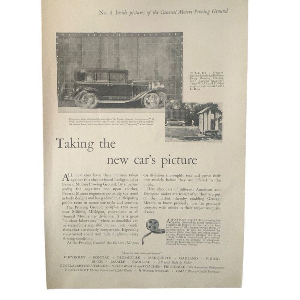 Vintage 1929 General Motors GM Proving Ground Ad Advertisement